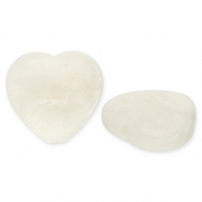 Acrylic beads heart Off White-White