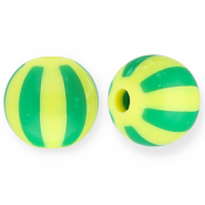 12 mm acrylic beads with stripes Yellow-Green