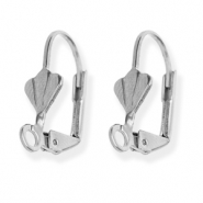 Stainless steel findings closable earrings shell with loop Silver