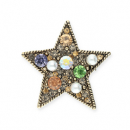 Brooches star Gold-Black-Multicolour