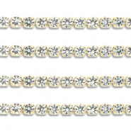 Stainless steel rhinestone chain 2mm Gold-Crystal