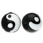 Glass beads Yin & Yang Black-White