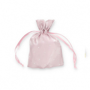 Jewellery satin bag with rhinestones Mauve Purple-Silver