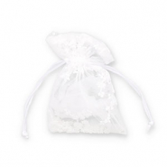 Jewellery organza bag flower White