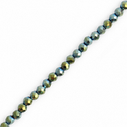 Round top faceted beads 3mm Multicolour Green-AB Coating