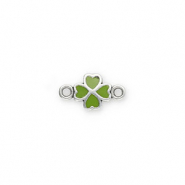 DQ European metal charms connector clover Antique Silver-Green (Nickelfree)