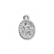 Metal charms oval with snake Silver