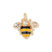 Metal charms bee Gold-Black-Yellow-Transparent