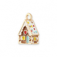 Metal charms gingerbread house Gold-Multicolour