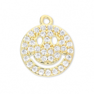 Brass TQ metal charms smiley Gold-Transparent