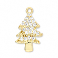 Brass TQ metal charms Christmas tree Gold-Transparent