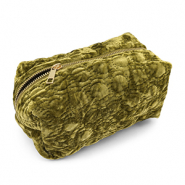 BY31&reg; Pouch velvet with stitched circles Olive Green