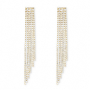 Eco-brass&reg; metal earrings / earpins with strass Gold-Crystal