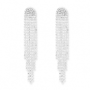 Eco-brass&reg; metal earrings / earpins with strass Silver-Crystal