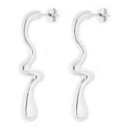 Stainless steel earrings / earpins drop Silver