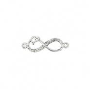 DQ European metal charms connector infinity wit heart Antique Silver (Nickelfree)