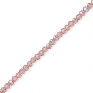 Top faceted beads 4x3mm disc Light Pink-Pearl Shine Coating