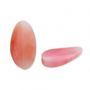 Natural stone beads Chalcedony & Quartz oval Coral Red-Transparent
