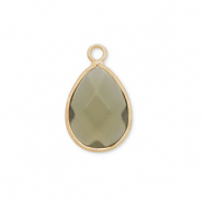 Natural stone charms drop Transparent Brown/Olive Green-Gold
