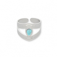 Stainless steel rings with natural stone Silver-Turquoise