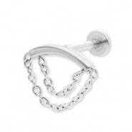 Stainless steel ear piercing arch with 2-layer chain Silver