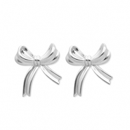 Stainless steel earrings / earpin bow Silver