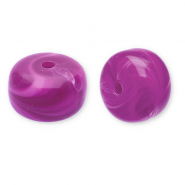 Acrylic beads disc Dark Magenta-White