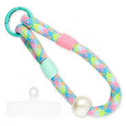 Trendy phone cord incl. insert Light Pink-Mint Green-Blue-Ivory White