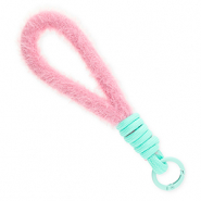 Trendy phone cord pluche Pastel Pink-Turquoise