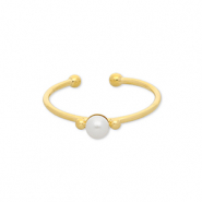 Stainless steel rings with pearl Gold-White