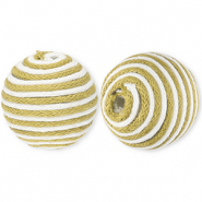 22 mm acrylic beads with waxed cord Olive Green-White