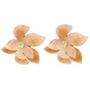 Trendy resin earrings&nbsp;/&nbsp;earpins flower Brown Marble-Gold