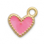Stainless steel charms heart Gold-Pink