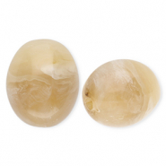 Acrylic beads oval Beige Brown-Marble