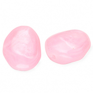 Acrylic beads egg-shaped Pink-Marble