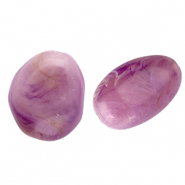 Acrylic beads egg-shaped Purple-Brown-Marble