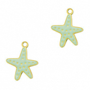 Stainless steel charms starfish Gold-Mint Green