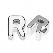 Acrylic letter beads letter R Silver