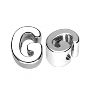 Acrylic letter beads letter G Silver