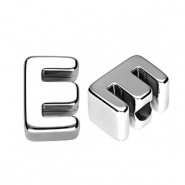 Acrylic letter beads letter E Silver