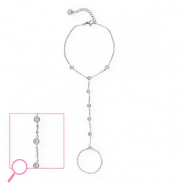 Stainless steel hand chain Silver-Crystal