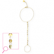 Stainless steel hand chain coins Gold