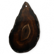 Natural stone charms Agate drop Black-Brown-Light Grey