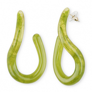 Trendy resin earrings&nbsp;/&nbsp;earpins Multicolour Green