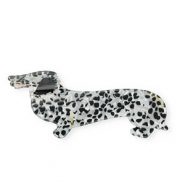 Hair accessories hair claw dachshund Pearl Shine White-Black-Yellow