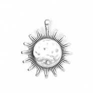 DQ&reg; European metal charms sun Antiek Zilver (Nikkelvrij)