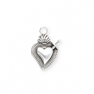 DQ&reg; European metal charms heart Antiek Zilver (Nikkelvrij)