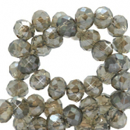 Top faceted beads 4x3mm disc Greige Rose-Pearl Shine Coating