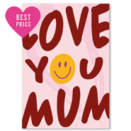 BY31&reg; Jewelley cards "Love you mum" Burgundy Red-Pink-Yellow-Lilac