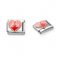Stainless steel charms for italian bracelet heart Silver-Pink-Red